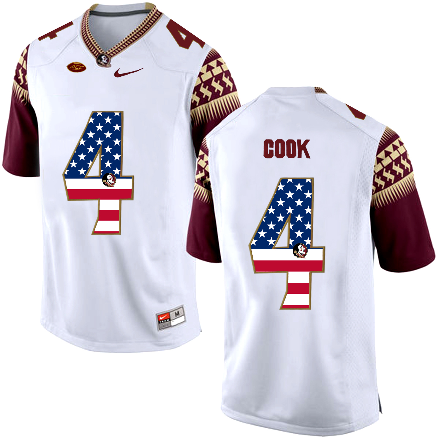 US Flag Fashion Men Florida State Seminoles Dalvin Cook #4 College Football Limited Jersey  White->->NCAA Jersey